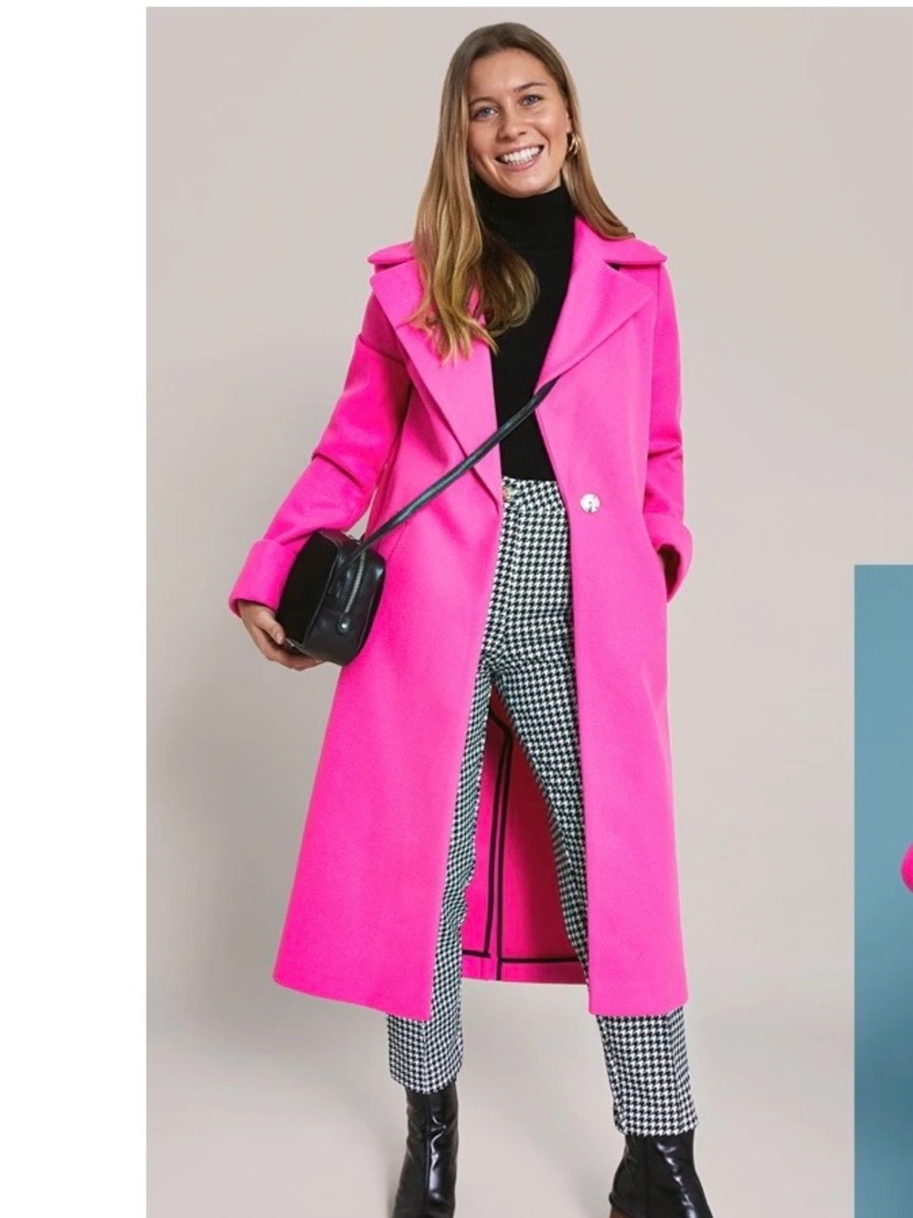 River Island Hot Pink Coat Label Detail